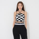 チェッカークロップトップ/checker crop top (with cap)