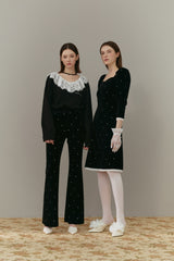 Velvet neckline dress