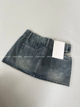 Cutting Lowrise Denim Miniskirt