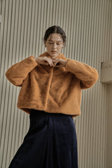 フェイクファーショートコート/FAKE FUR SHORT COAT_ORANGE