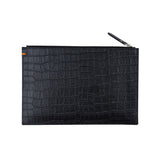 クロコダイルエンボクラッチ/CROCODILE EMBO CLUTCH-BLACK