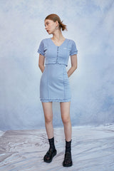 HIDE Lettuce Edge Cardigan Top (Sky Blue) (6570972840054)