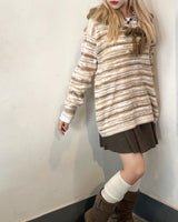 Vintage Ethnic Tteokbokki Hooded Knitwear