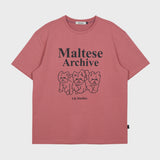 マルチーズアーカイブライングラフィックハーフスリーブTシャツ / Maltese archive line graphic half sleeve tshirts