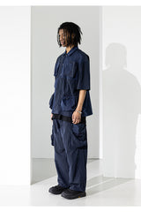 リップスタックポケットオーバーサイズドショートシャツ / LIPSTACK POCKET OVERSIZED SHORT SHIRTS (4552304558198)