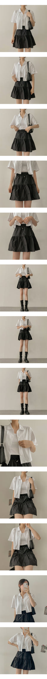 sleeveless shirt with collar button short-sleeved cardigan set