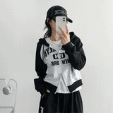 Raffy-Two-Way Color Raglan Hood Zip-Up