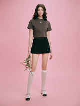 DVRK PRIVÉ ローライズ ストライプ プリーツ ミニ スカート - ブラック