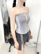 975. Line zipper crop top (3color)