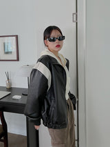 カラー マッチング レザージャケット / color matching leather jacket