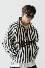 BSR2223FWJK008 STRIPE LOGO PADDING JUMPER WHITE BLACK