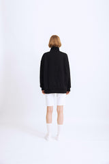 ハーフジップアップニットスウェットシャツ/HALF ZIP UP KNIT SWEATSHIRTS BLACK