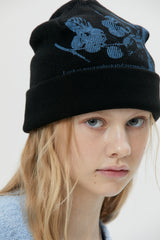キルシーグラフィックビーニー / CHERRY GRAPHIC BEANIE [BLACK] (6656318799990)