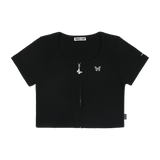 [NF] BELLEZA SQUAR NECK ZIP-UP (BLACK)_F22QB427