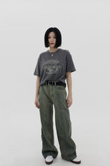 オリーブウォッシュデニムパンツ / Olive washed denim pants