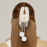 Pompom Fur Hair Clip _ White