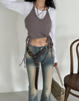 It's soft. A long-sleeved cropped shirt