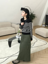 Lush back slit long skirt
