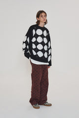 HOLE ARGYLE ROUND KNIT / BLACK (6600196751478)