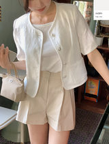 [SHOPPERMADE] アンティークボタン半袖ジャケット