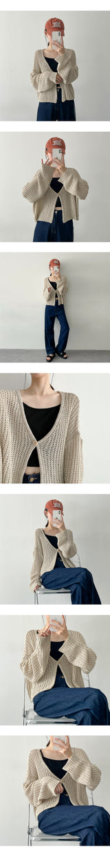 ピーチワンボタンニットカーディガン / Peach One Button Knit Cardigan