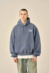 PIGMENT OVERSIZED LOGO HOOD - BLUE