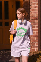 インフィニティーカレッジライフクルーネックアッシュグレイユニセックスTシャツ / Infinite college life crew neck ashgrey Unisex T-shirt