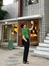 ロエミニマルリネンラウンド半袖ニット/Roe Minimal Short-Sleeved Linen Round Knitwear (9 colors)