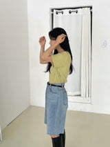 バミューダカットデニムパンツ