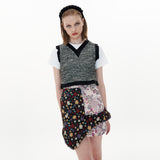 Tweed Crop Vest [Black] (6612243808374)