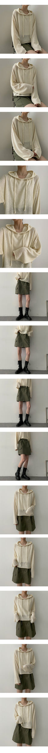 ブックルボックスクロップドニットフーディー / Bookle Box Cropped Knitwear Hoodie