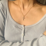 Gaia Cubic Cross Necklace (6586342015094)