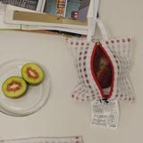 Glossy Cross Stripes Basic Pouch (White Strawberry)