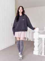 Lettering Round Neck Sweatshirt (CHARCOAL)