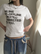 オフラインレタリングセミクロップ半袖Tシャツ