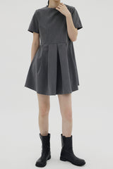 プリーツミニショートスリーブドレス / Pleats Mini Short Sleeve Dress (3color)
