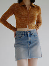 ビーフカラージップアップTシャツ / Beef collar zip-up T-shirt (4color)