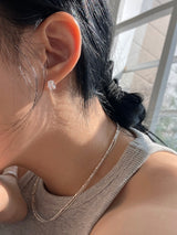 [92.5silver] oval cubic one-touch earrings