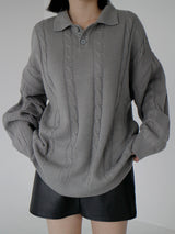 ケーブルカラーニット / Cable collar knit (4color)
