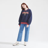 Vネックストライプリブスウェットシャツ/V-NECK STRIPE RIB SWEATSHIRT_NAVY