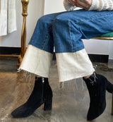 セミワイドフィットデニムパンツ/SEMI WIDE FIT BLUE + WHITE DENIM PANTS [17724]