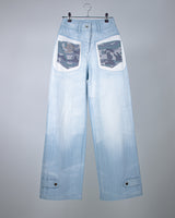Blue Camouflage Patch Wide Denim jeans