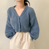 [3color] FLUID BALLOON V-NECK CARDIGAN
