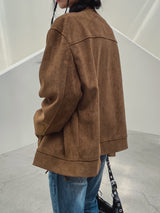(UNISEX) スエードストラップレーサージャケット