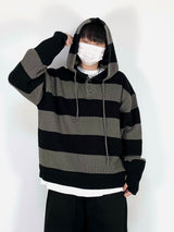 ストライプウォーマーフードニットウェア/Stripe Warmer Hood-Knitwear