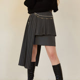 アンバルプリーツスカート / UNBAL PLEATS SKIRT (CHARCOAL)