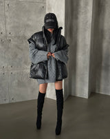 Oversized fit leather padded vest