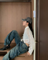 Lace crop shirts