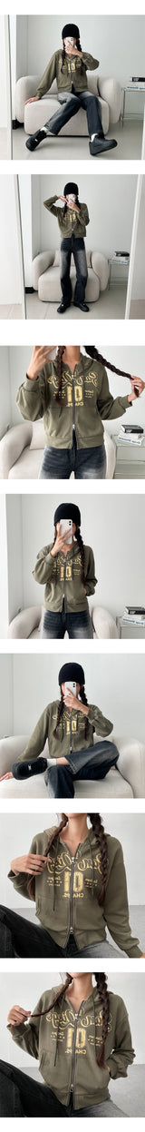 Ego Vintage Two-Way Cropped Hood Zip-Up