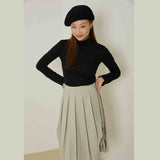 エボニーシャーリングタートルネックトップ/Ebony shirring turtleneck top (black)